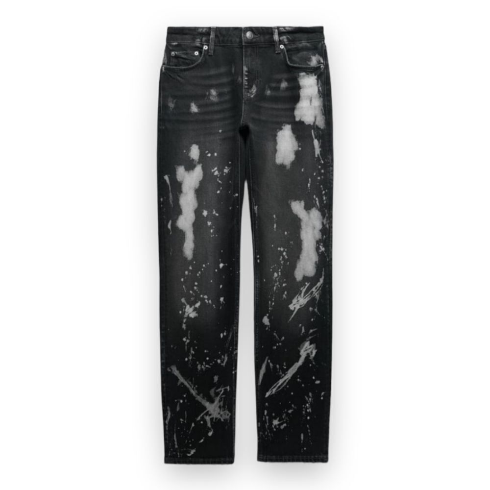 Zara Bleached Jeans Distressed Denim Gray Slim Fit Mid Rise US 0 BNWT